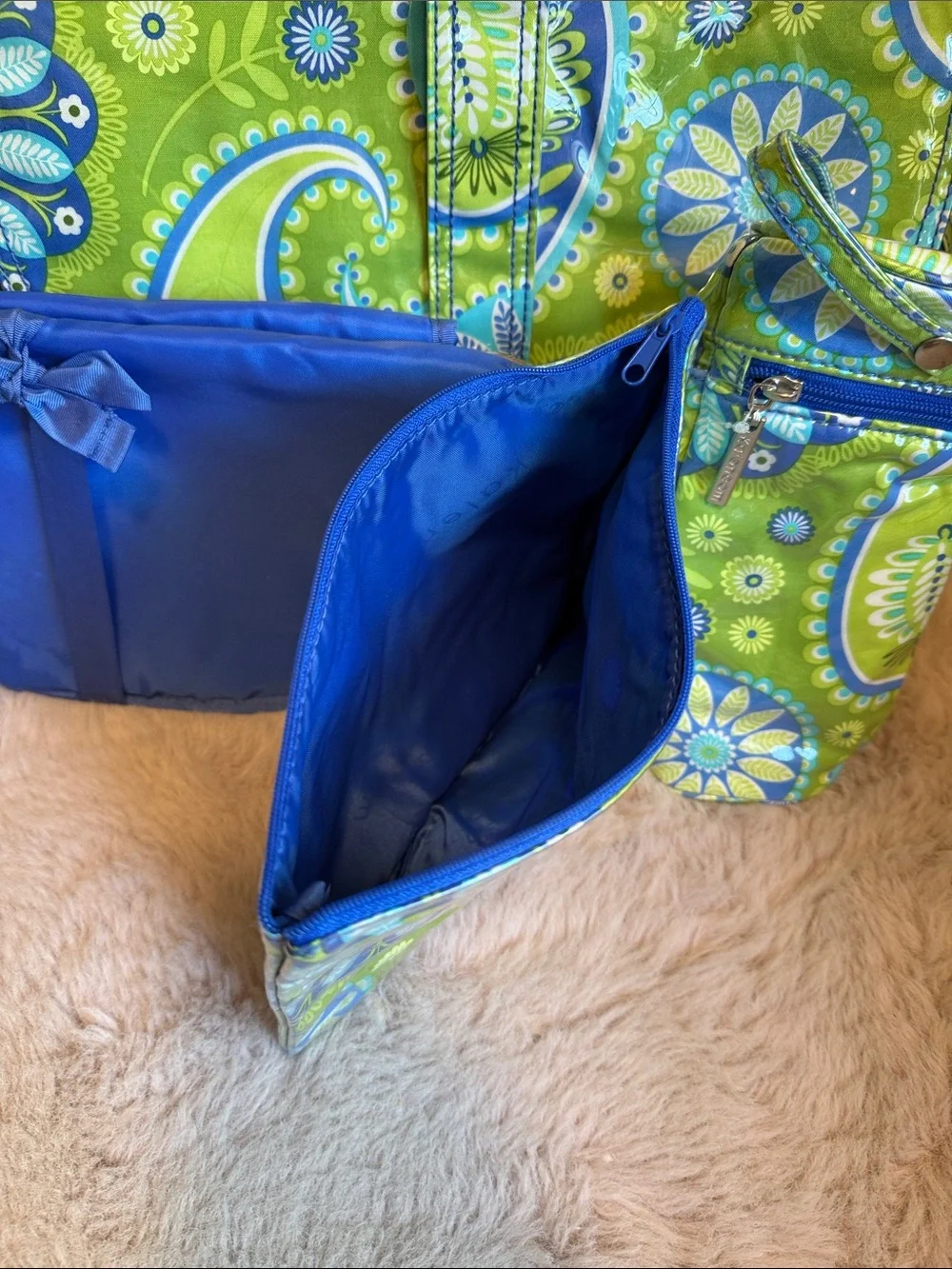 Green & Blue Paisley Kids Crossbody Bag with Matching Pouch